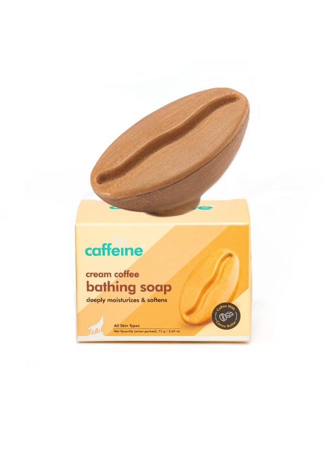 Caffeine mCaffeine Moisturizing Coffee Bath Soap For Tan Removal | With Cocoa Butter & Almond Milk | Cream Bathing Soap For Nourishing and Softening Skin | 100% Vegan Soap with Rich Creamy Caffiene Aroma75g - Image 1